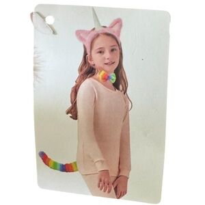Unicorn Dress-Up 3Pc costume Set with Pink Ears and Rainbow Tail size 3+